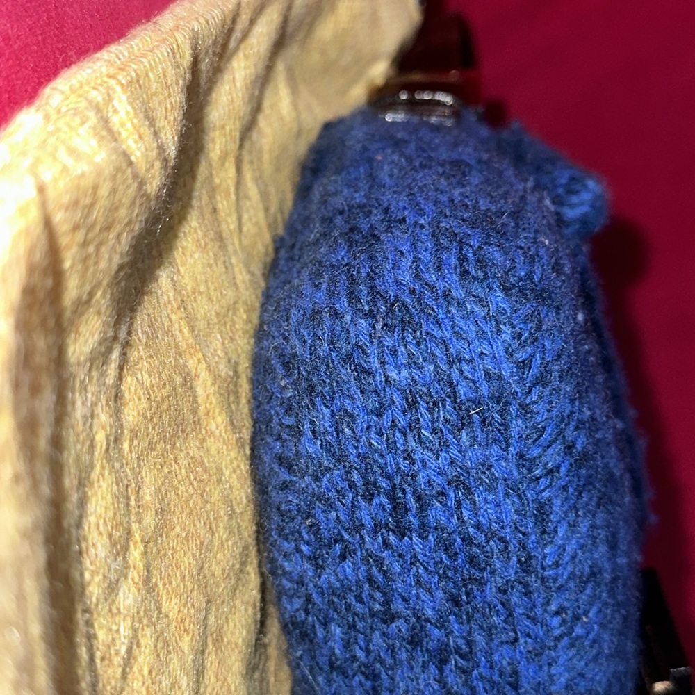 Fendi blue wool and leather lined baguette pochette shoulder purse RARE - Picture 8 of 16